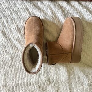 UGG Chestnut Suede Platform Mini Boots
